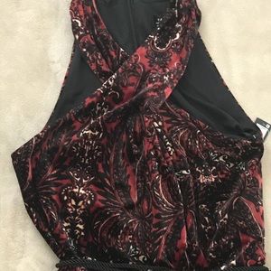 Chic Black/Wine Velvet Jumpsuit, size 6